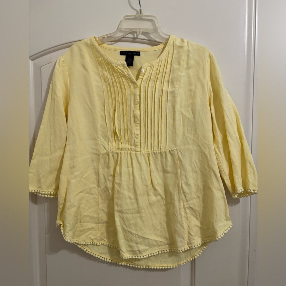 Grace Elements Light Yellow Pleated Blouse - image 1